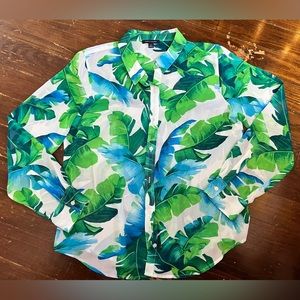 Sheer Tropical Leaf Blouse
